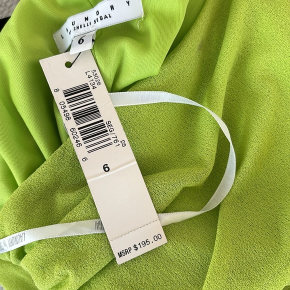 NWT Laundry by Shelli Segal asymmetrical one shoulder Crepe dress Lime Size 6 - Picture 10 of 13